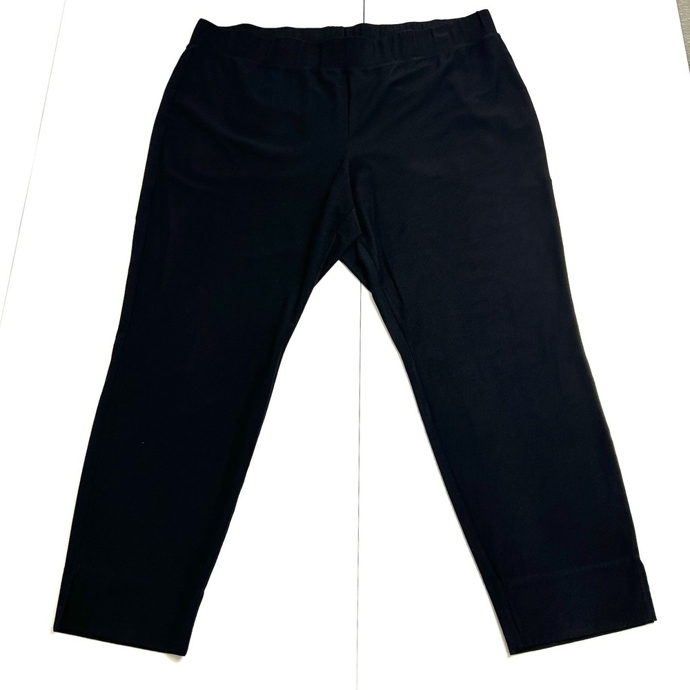 EILEEN FISHER Solid Black Washable Stretch Crepe Tapered Pants Size XL Viscose